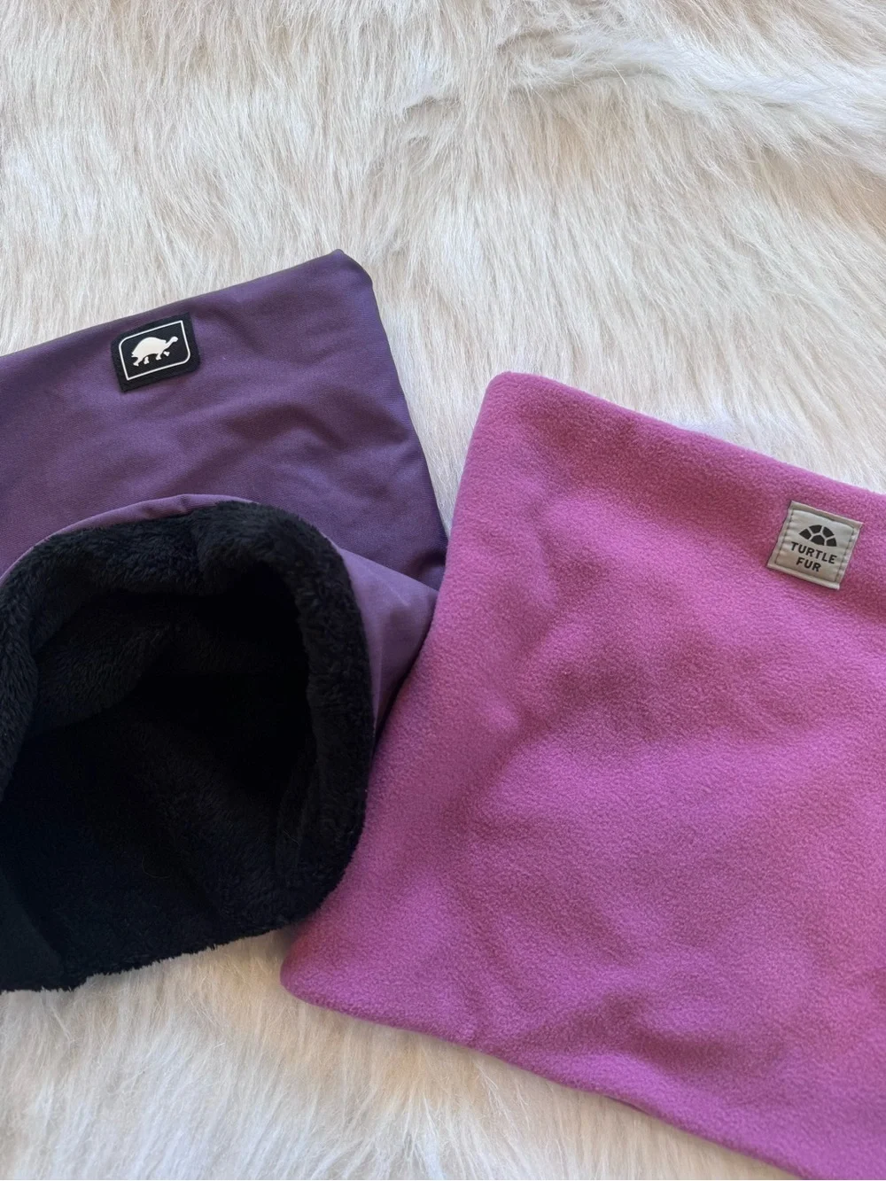 Bundle of 3 Turtle Fur Hat & Gaiters 🤍💗💜